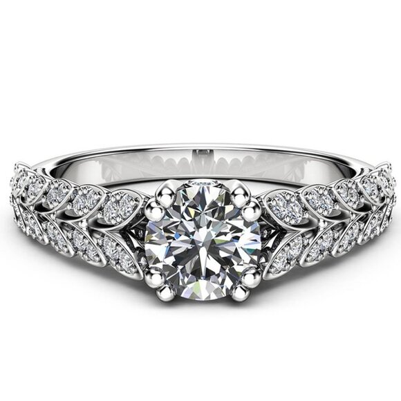 925 Silver Crystal Zircon Stone Unique Leaf Design Ring for Women, VIP… - Picture 9 of 10